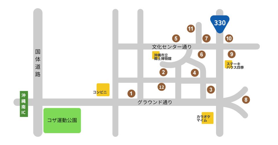沖縄市 駐車場マップ〜コザ運動公園周辺の地図〜