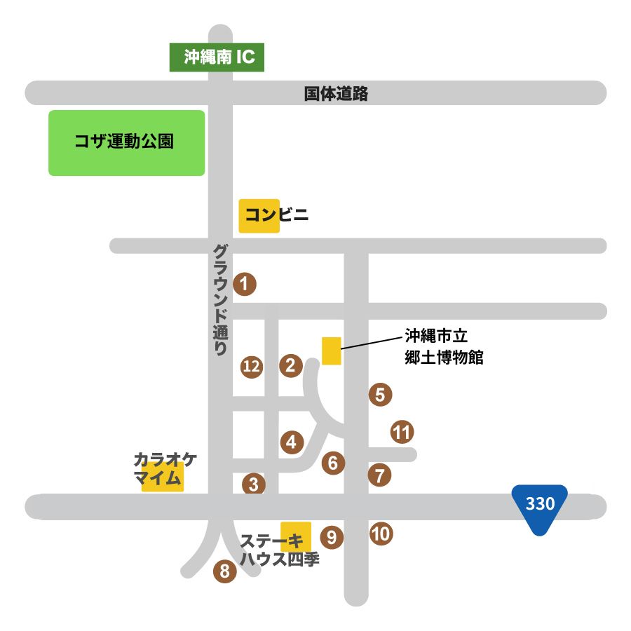 沖縄市 駐車場マップ〜コザ運動公園周辺の地図〜